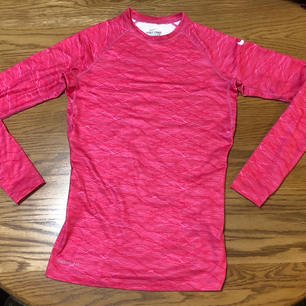 Nike Pro Combat Dri-Fit Hot Pink Ladies Fitted Top Sz Small shirt Sports Fleece